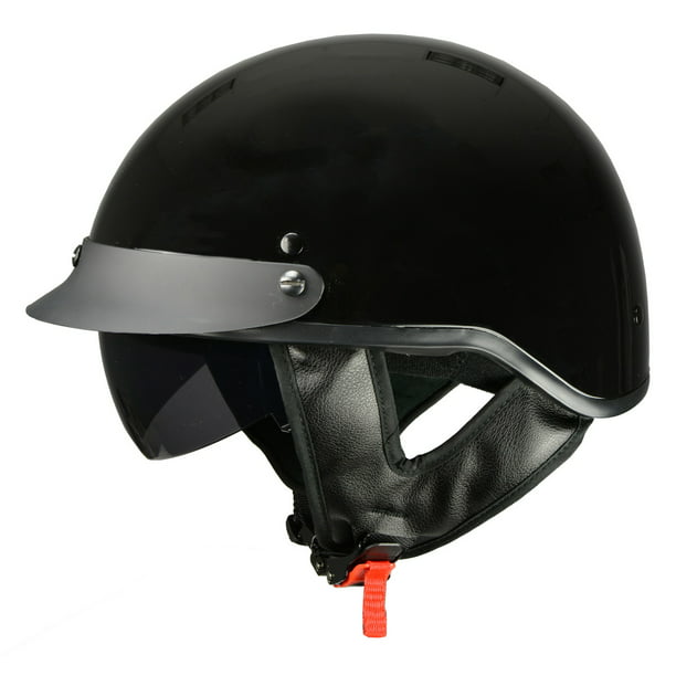 Motorcycle Unisex Flat DOT approved Light weight Half Bare Bones Helmet Blk New